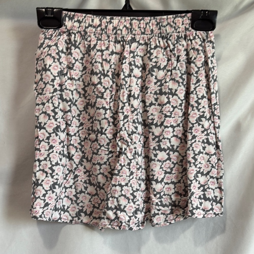 Hollister Floral Skater Skirt Pink and Gray